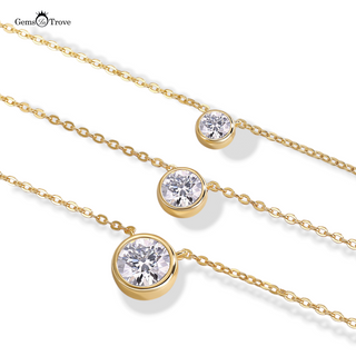 Bezel Moissanite Necklace Stacking Set