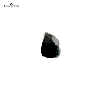 A 14.26ct green indicolite rectangular tourmaline gemstone on a white background.