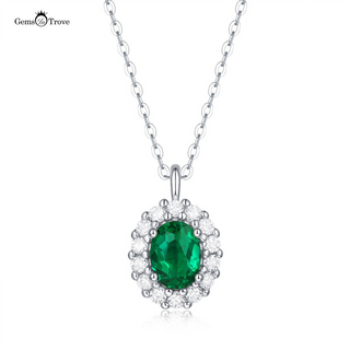 Oval Emerald Halo Pendant