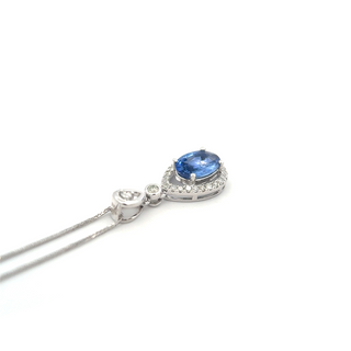 Sapphire Couture Diamond Halo Pendant