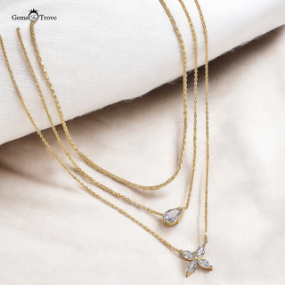 Moissanite triple layered necklace