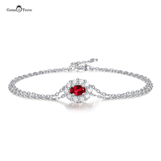 Oval Ruby Bracelet Adjustable Chain