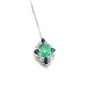 Emerald Sapphire Bloom Pendant