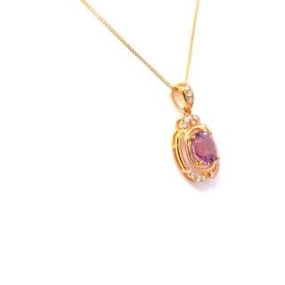 Oval Pink Spinel Halo Pendant