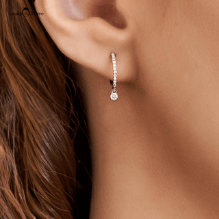 Minimalist Round Diamond Dangling Earrings