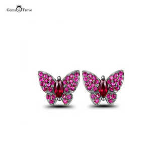Ruby Stud Earrings Butterfly