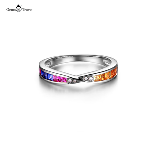 Multi Colored Sapphire Ring Rainbow-Gemstones