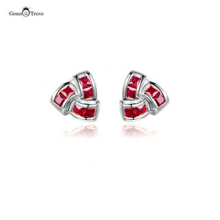 Ruby Earrings Studs Princess Cut