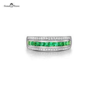 Emerald Wedding Band with Diamonds