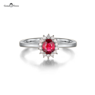 Ruby Ring Oval with Diamonds