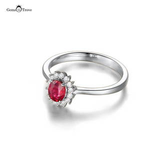 Ruby Ring Oval with Diamonds