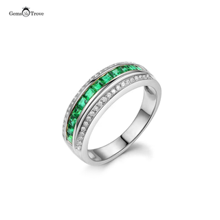 Emerald Wedding Band with Diamonds