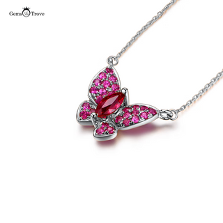 Ruby Pendant Butterfly Necklace