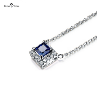 Deep Blue Sapphire Halo Pendant