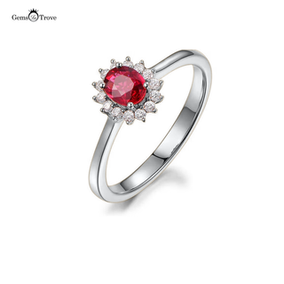 Ruby Ring Oval with Diamonds