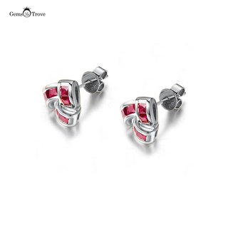 Ruby Earrings Studs Princess Cut