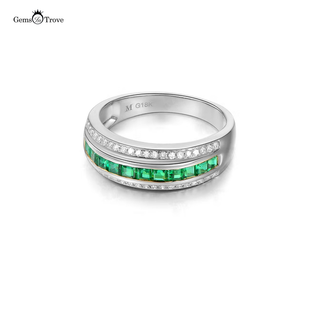 Emerald Wedding Band with Diamonds