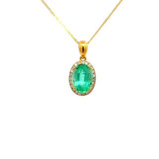 Classic Oval Emerald Halo Pendant