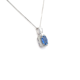 Oval Sapphire Halo Pendant