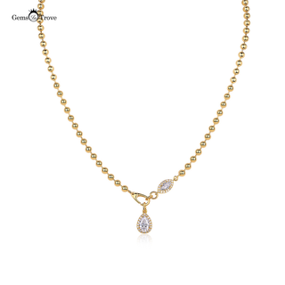 Beaded Teardrop Moissanite Necklace