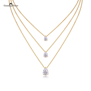 Triple-Tiered Pear Moissanite Necklace