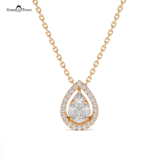 Illusion Pear Halo Diamond Pendant