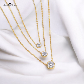 Bezel Moissanite Necklace Stacking Set
