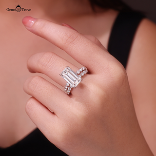 Moissanite Emerald Cut Stackable Rings