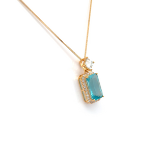 Apatite and Aquamarine Geometric Pendant