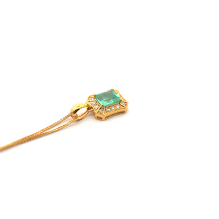 Emerald Petite Square Pendant