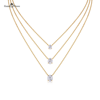 Triple Oval Moissanite Necklace Stacking