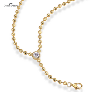 Lariat Beaded Moissanite Necklace