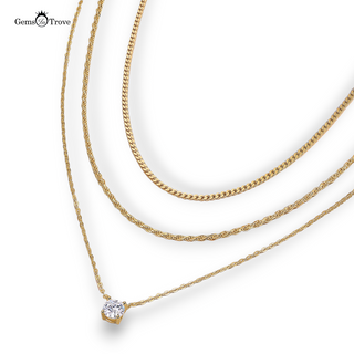 3-Level Moissanite Necklace Stacks