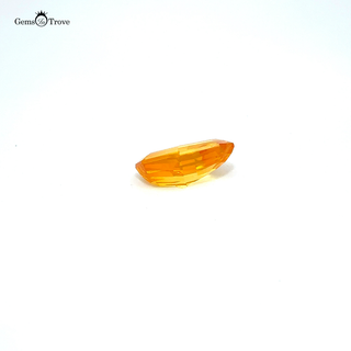 Premium 4.12ct Yellow Sapphire | Hexagonal Cut Gem Resting on White Turntable