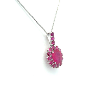 Seraphine Ruby Cascade Halo Pendant