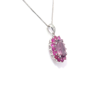 Pink Spinel oval Halo Pendant