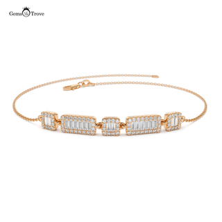Elegant baguette halo diamond bracelet