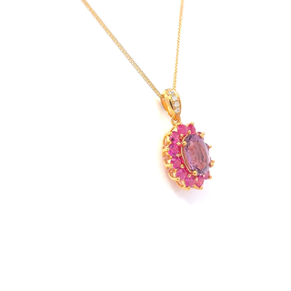 Pink Spinel Ruby Cluster Pendant