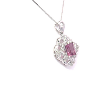 Rectangular Pink Spinel Diamond Pendant