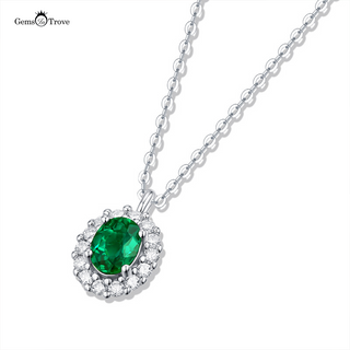Oval Emerald Halo Pendant