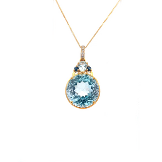 Blue Topaz Floral Halo Pendant