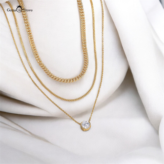 3ct Moissanite Bezel Stacking Necklace