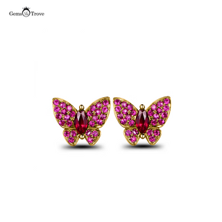 Ruby Stud Earrings Butterfly