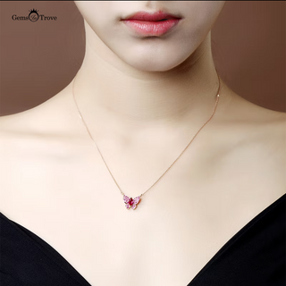 Ruby Pendant Butterfly Necklace