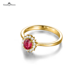 Ruby Ring Oval with Diamonds