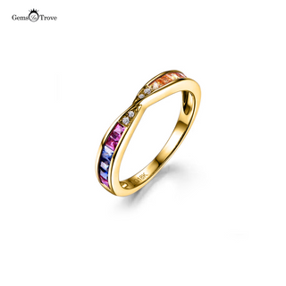 Multi Colored Sapphire Ring Rainbow-Gemstones