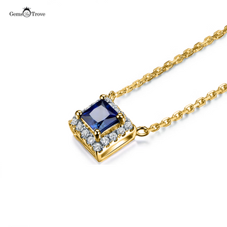 Deep Blue Sapphire Halo Pendant