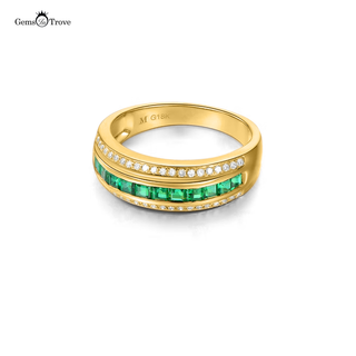 Emerald Wedding Band with Diamonds