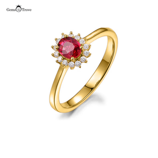 Ruby Ring Oval with Diamonds