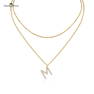 Letter M Moissanite Pendant stacking